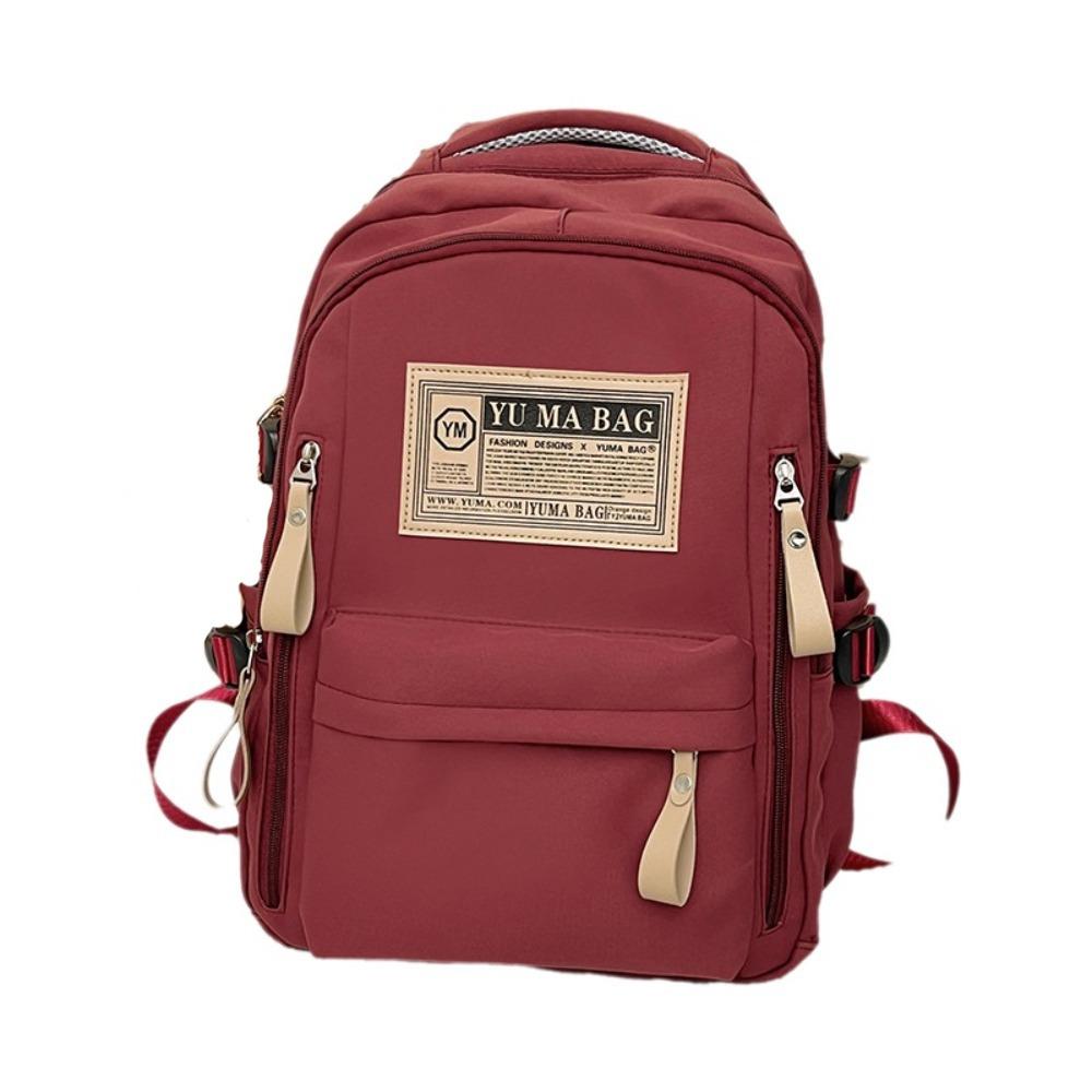 

Large Capacity Students Backpack Zipper Teenage Daypack High Quality Nylon School Bag Travel красный