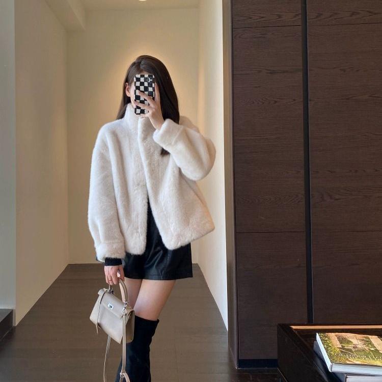 Autumn Winter Women Waterproof Coats Korean Fashion Chic Youth Stand Collar Thicken Cardigan Short Jackets