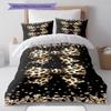 Leopard Bow Pattern Bedding Quilt Set Quilt Cover Pillowcase Home Decoration Gift (1 * duvet cover + 2 * pillowcase, without core)