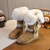 2025 Stilvolle High-Top Schneestiefel im koreanischen Stil für Mädchen mit doppelten Schnallen