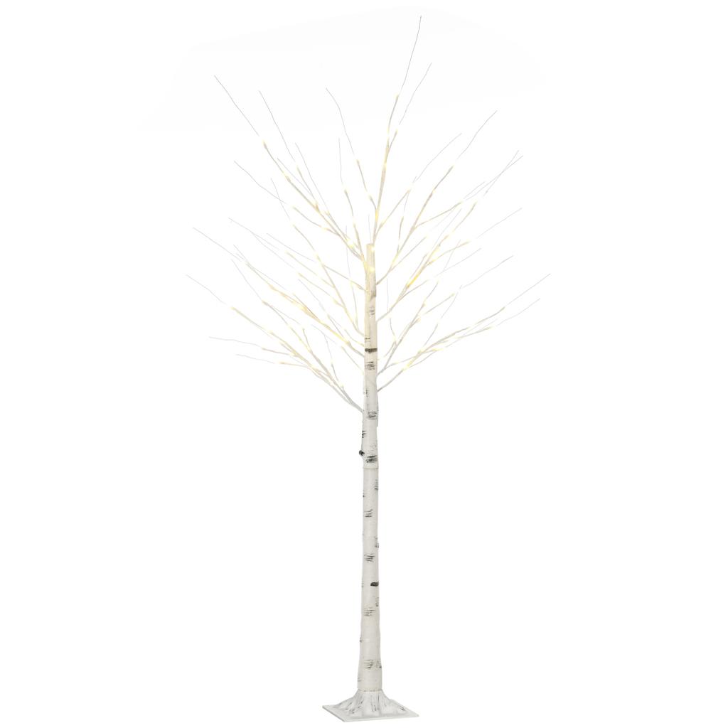 Birch Tree 180cm Tall with 96 LED Lights IP44 Warm White Indoor Decoration 22x22x180cm White
