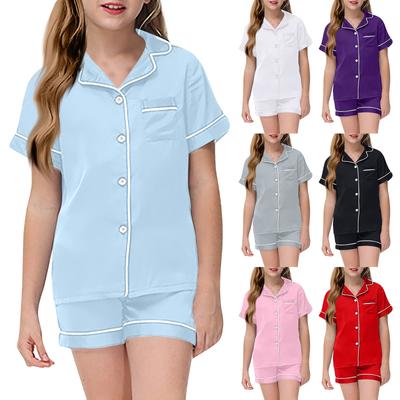 Children Pajamas Fashion Two-Piece Shirt Shorts Set Soft Holiday Casual Clothing Set