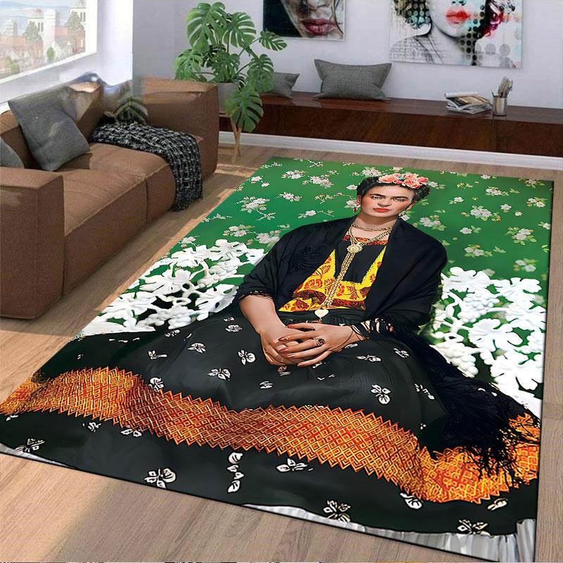 Vibrant Floral Portrait Carpet suitable as a non-slip mat for the living room or bedroom sofa