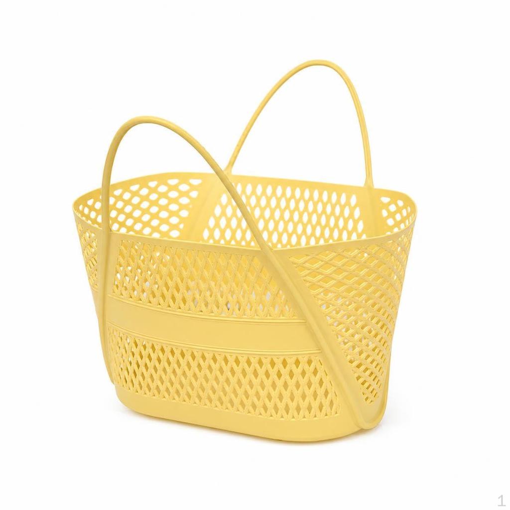Thickened Plastic Draining Handheld Basket, Hollow Bathroom Bath Toiletry Storage Basket 2387 White