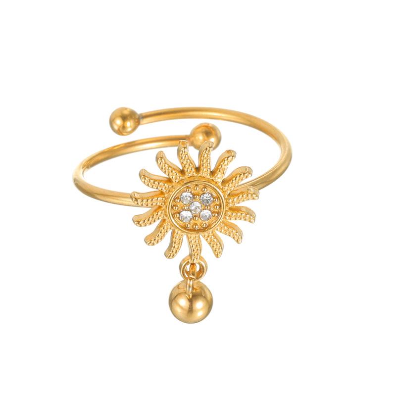 18K Gold Multi-Element Stainless Steel Pendant Ring - Fashionable High-End Design
