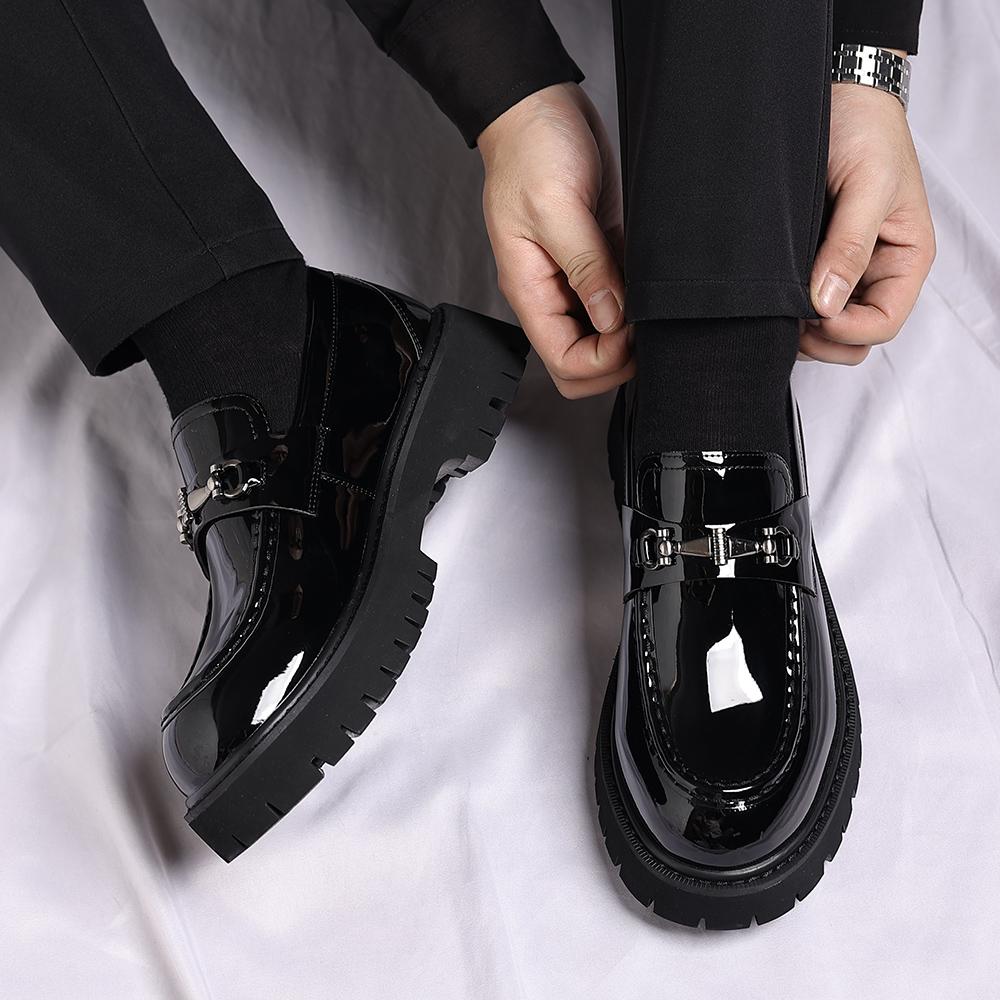 British Style Men Casual Leather Office Shoes Autumn Soft Leather Antiskid Business Loafers Comfy Thick Bottom Driving  Shoes