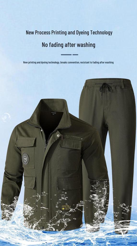 Unisex Elastic Workwear Set: Camouflage Cotton, Anti-Scald, Wear-Resistant for Welders and Auto Repair