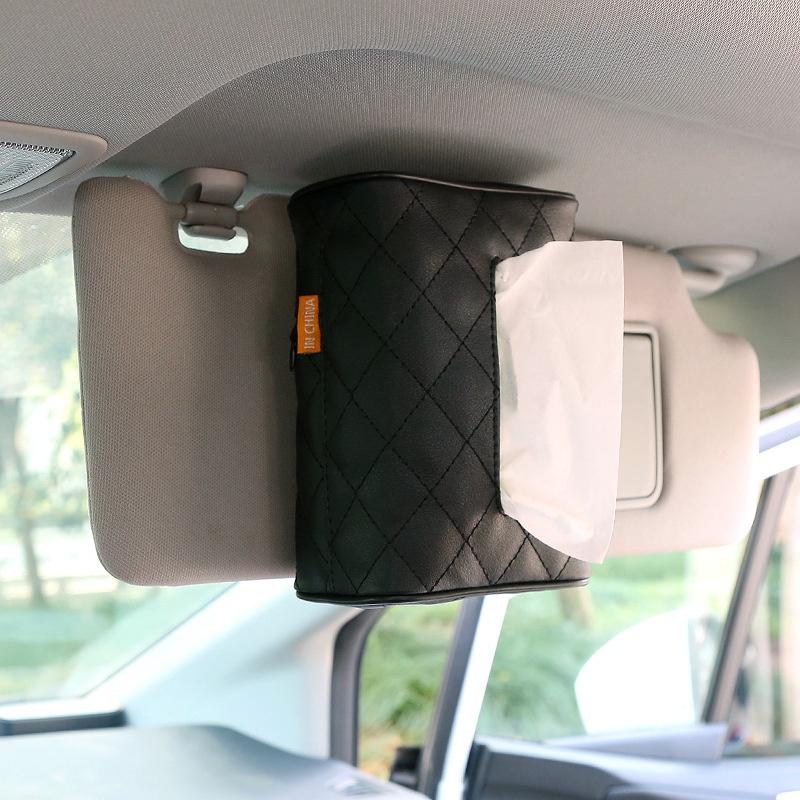 1pc Pink/black Automobile Universal Tissue Car Sun Visor Tissue Box Holder Auto Interior Storage Decoration For Universal Car