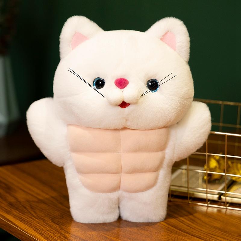 

Muscle Cat Plush Playthings Stuffed Cat Stuffed Animals Gentle Plushie Dolls Birth Date Gifts Valentine s Day great for daily use 30cm белый