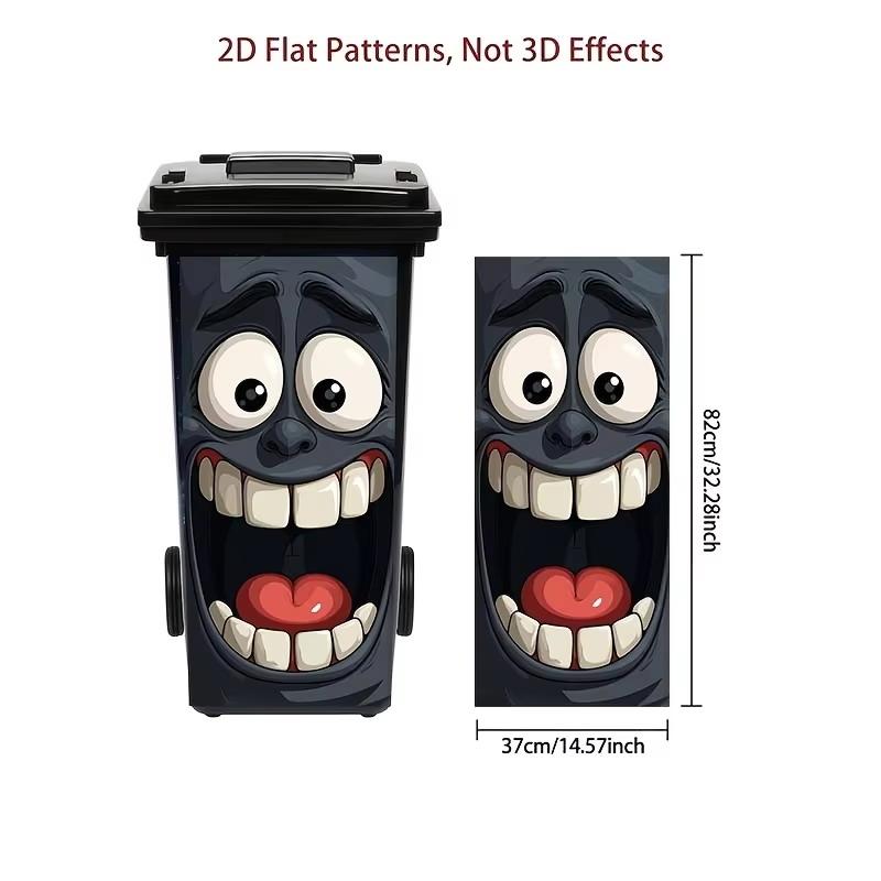 Big Mouth Cartoon Face 2D Flat Trash Can Sticker Removable Waterproof Wall Decal for Kids Playroom Home Decor