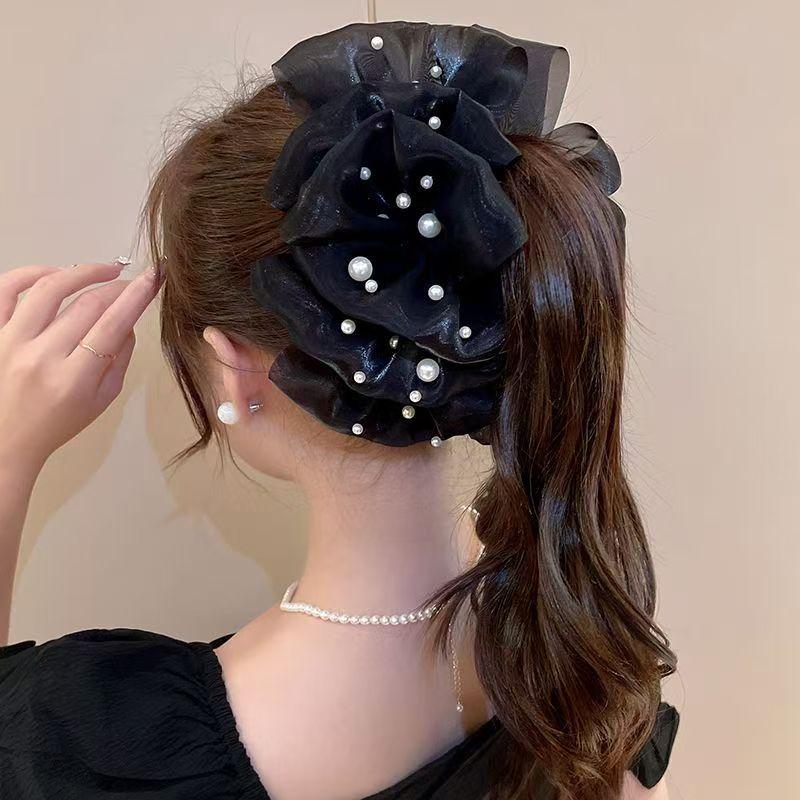 Sweet Mesh Tulle Big Bow Hair Claw Clips for Women Solid Colours Elegant Bowknot Ponytail Clip New Headdress Accessories