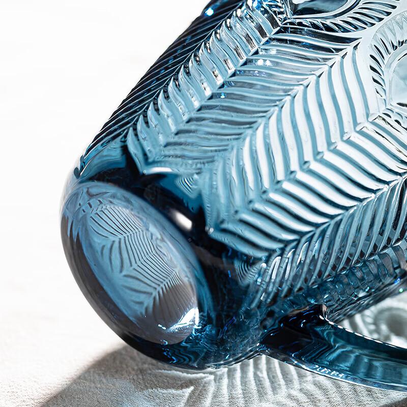 LOVWISH Tasse aus tintenblauem Glas mit Henkel