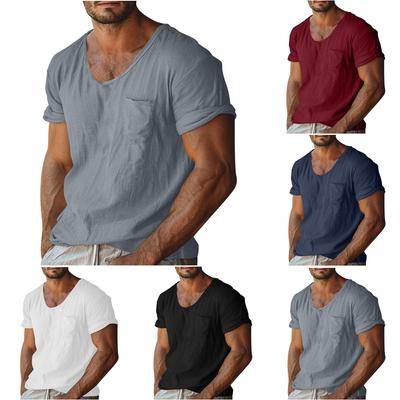 Heren Casual Los Rond Hals Effen Kleur Zak Korte Mouw T-shirt Top
