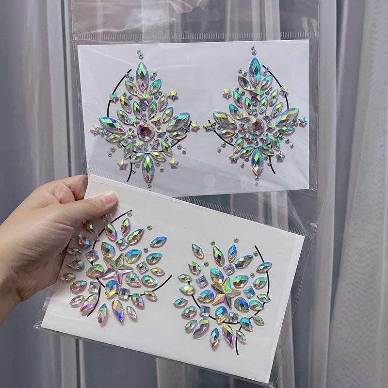 1Pc  Temporary Tattoos Fake Tattoo Stickers For Women Sexy Chest Jewels Face Body Art Acrylic  Diamond Sticker