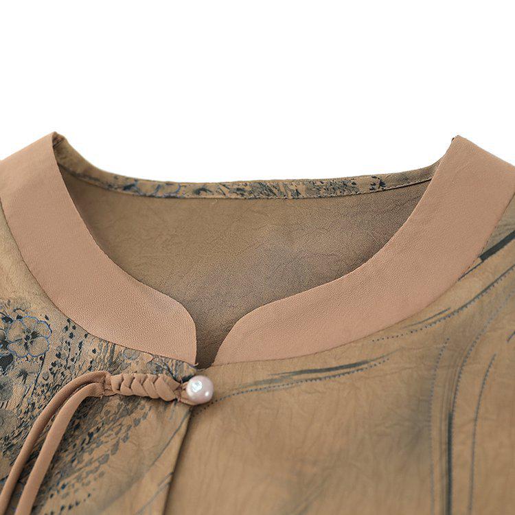 Retro Fashion Plus Size Summer Shirt for Middle-Aged & Elderly Women - Loose, Printed Mom's Top