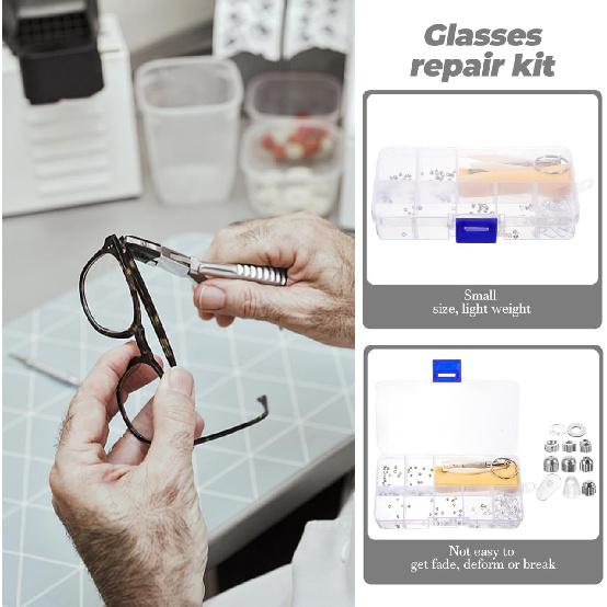 1Set Glasses Repair Kit with Screws Eyeglasses Replacement Nuts Metal Sunglasses Nuts for Quick Repairs Includes Essential Tools for Eyewear