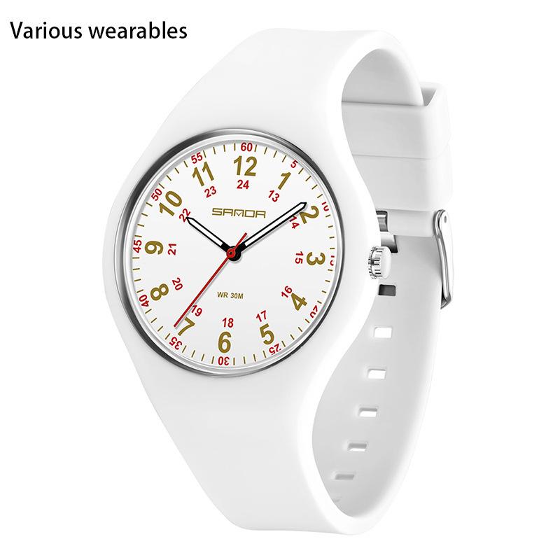 Zegarek kwarcowy silikonowy świecący wodoodporny dla dziewczynki w prostym stylu