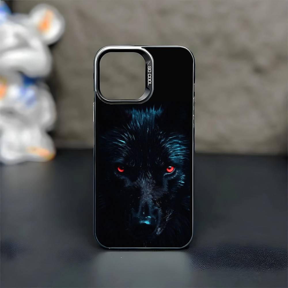 1pc Wolf Phone Case For iPhone17,16,15,14,13,12,11 Plus,Pro Max Black Matte Shockproof Cover