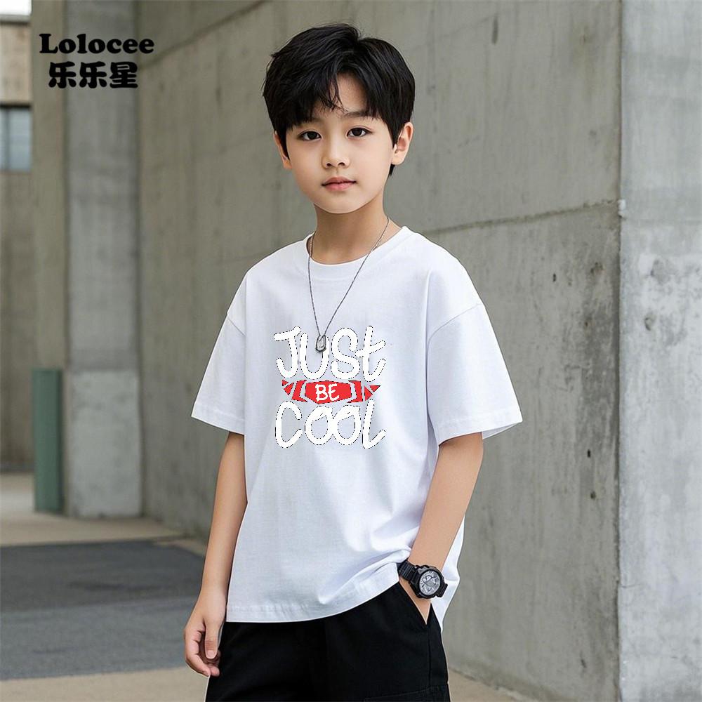 Men's casual letter printed T-shirt pattern top, comfortable children's clothing