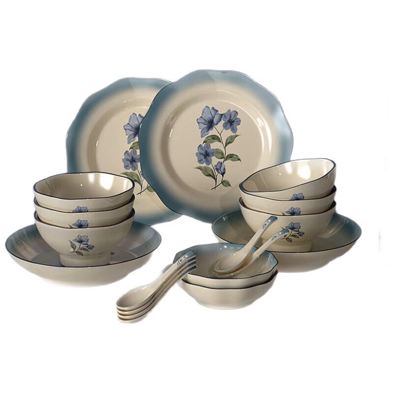 KOBACH Blue Impression 18-Piece Ceramic Dinnerware Set