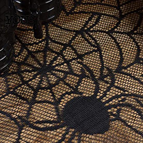 Space-saving Halloween Decoration Table Runner, 18 X 72 Inch Gothic Black Lace Spider Dramatic Cover Web Runner for Kitchen Dinner Centerpiece, Party