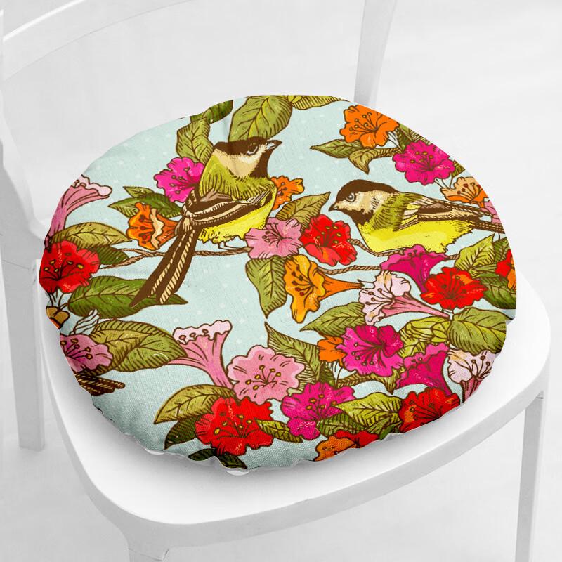 OEING Floral Bird Style Thick Chair Cushion
