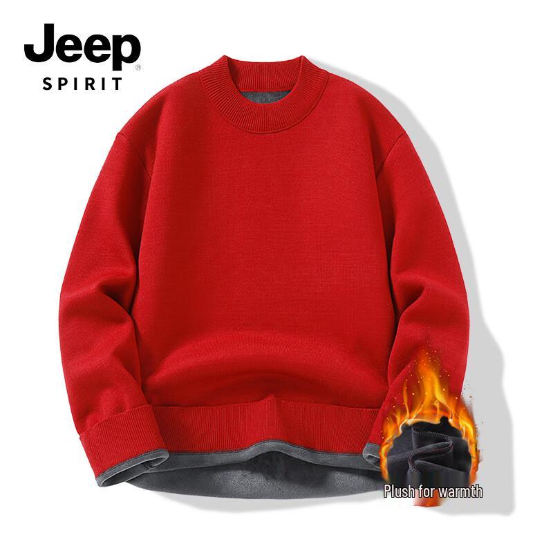 JEEP SPIRIT Men's Heavyweight Fleece-Lined Turtleneck Sweater