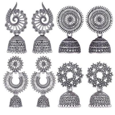 Náušnice pro ženy módní jhumka oxidované stříbrné náušnice pro ženy kombinace chandbali perlové chandbali stylové jhumky
