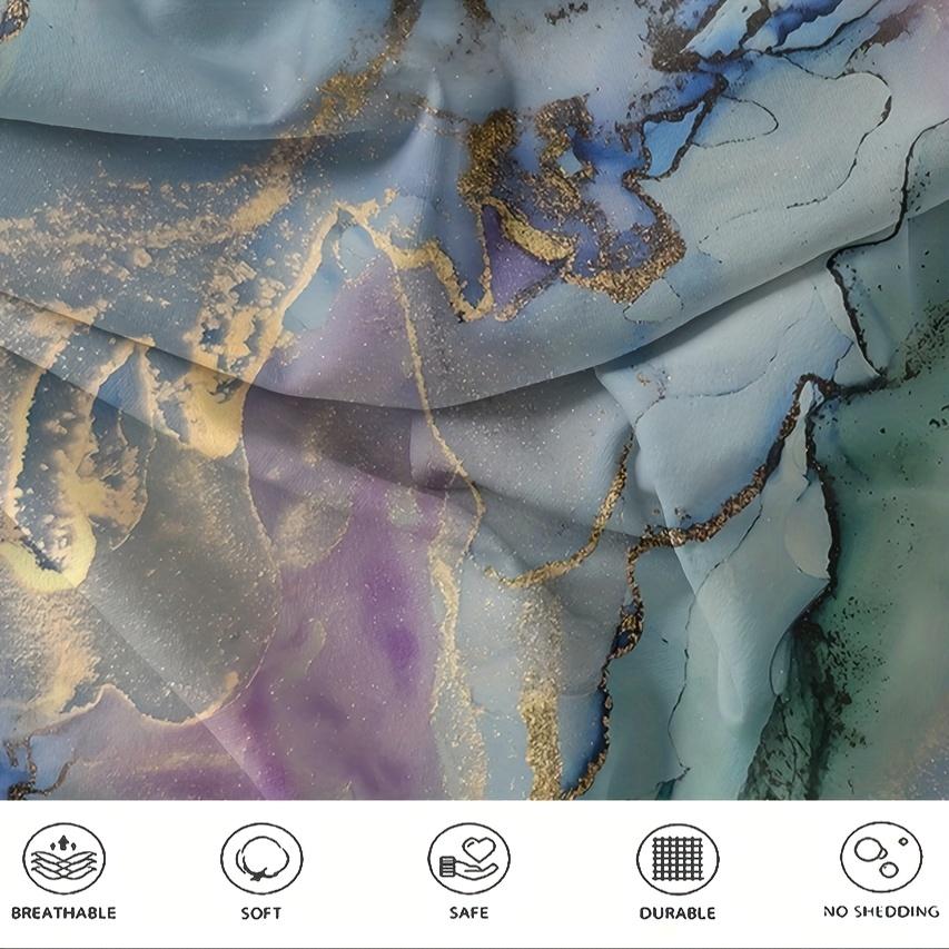 2/3Pcs Set, Abstract Oil Painting Geometric Marble Pattern, Blue, Purple, Black, Green Color, Bedding Set, Digital Print