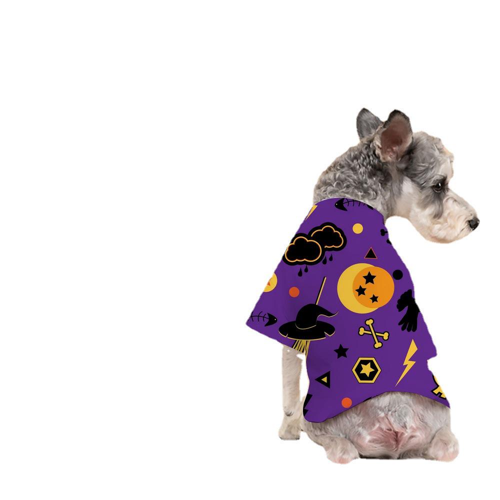 Cross-border Halloween Print Pet T-shirt for Small/Medium Dogs & Cats - Spring/Autumn Two-legged Casual Wear