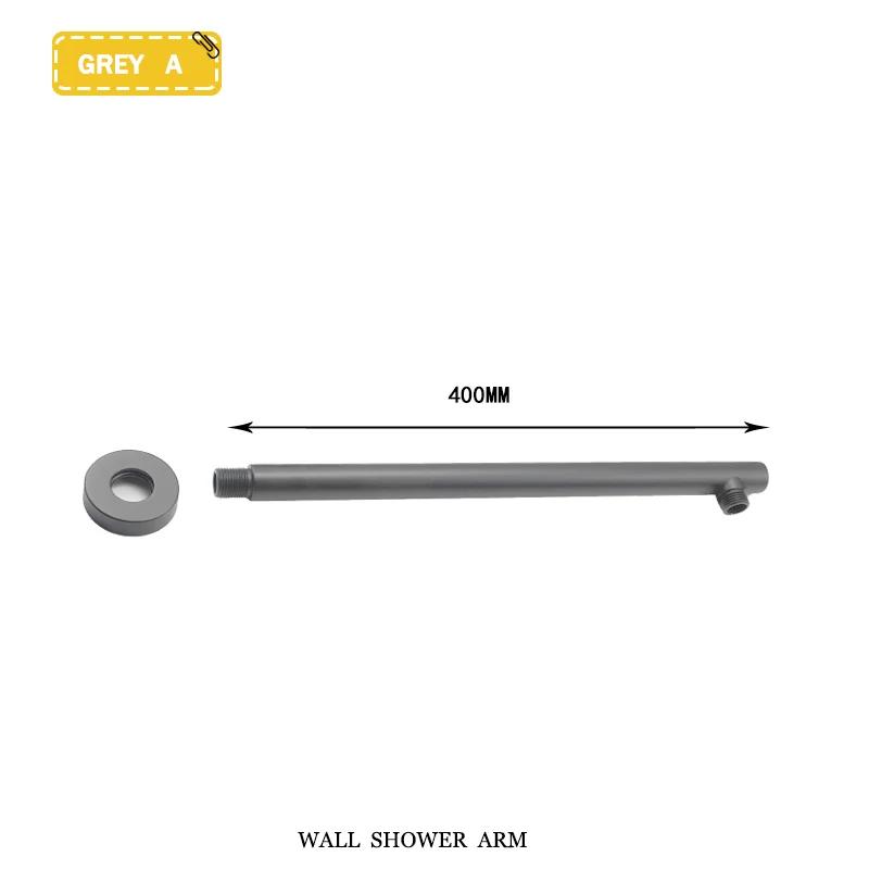 Black G1/2 Round/Square Shower Arm Bathroom Stainless Steel Ceiling Wall Mount Fixed Shower Bracket Faucet Replacement Parts