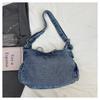 IELGY Retro All-Match One-Shoulder Messenger Washed Denim Bag Casual Bucket Bag Fresh