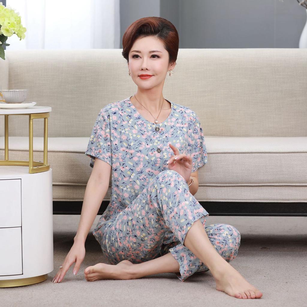 Women's Pajamas Short Sleeve Long Pants Loungewear Button Cardigan Set