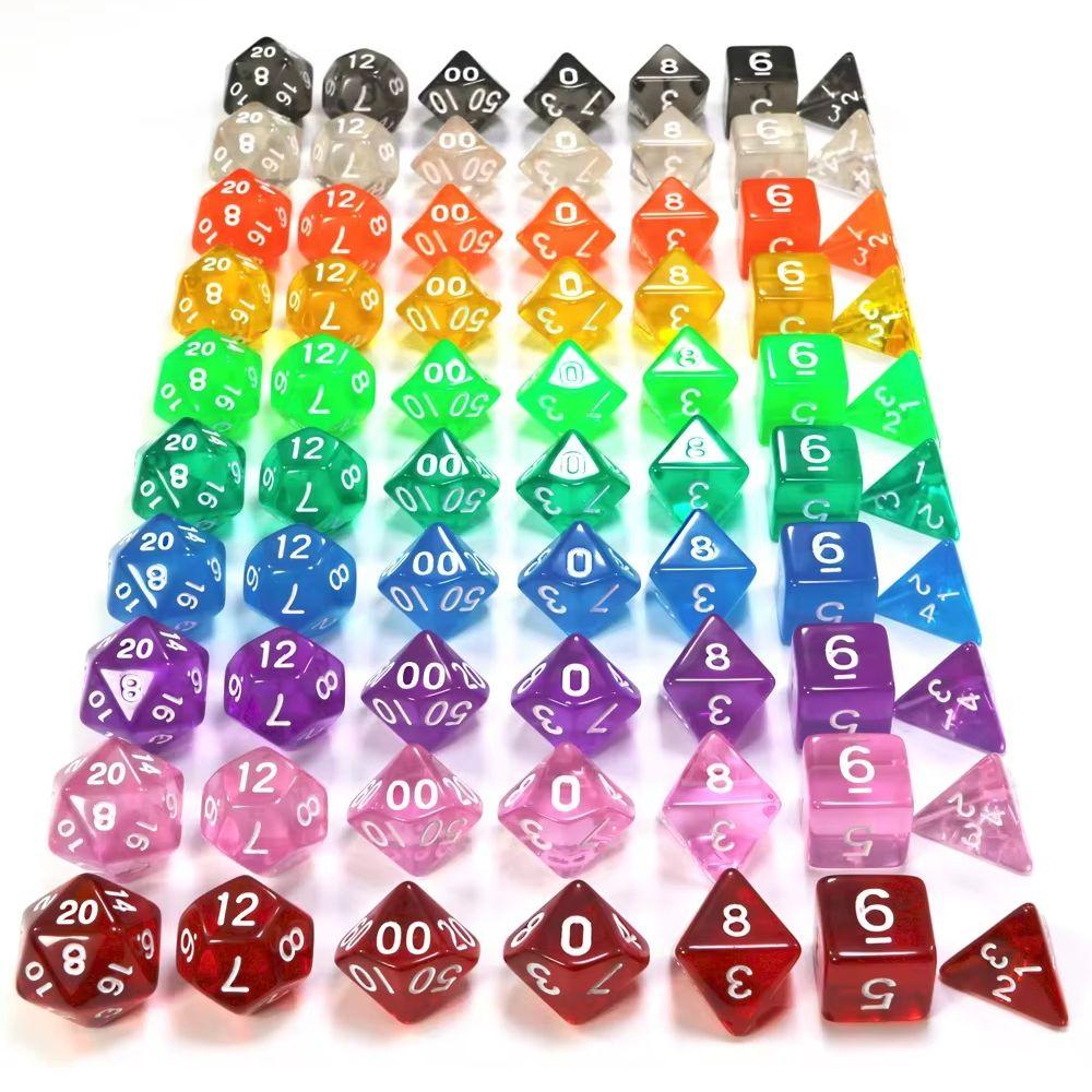 7pcs Plastic Transparent Polyhedral Dice With a Black Bag Role-playing Desktop Game Accessories Set YMY