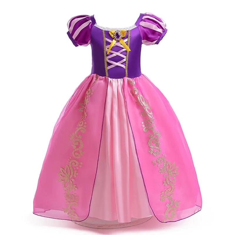 Rapunzel Princess Dress Costume For Kid Girl Halloween Cosplay Puff Sleeve Birthday Party Dresses Gowns Children Clothes