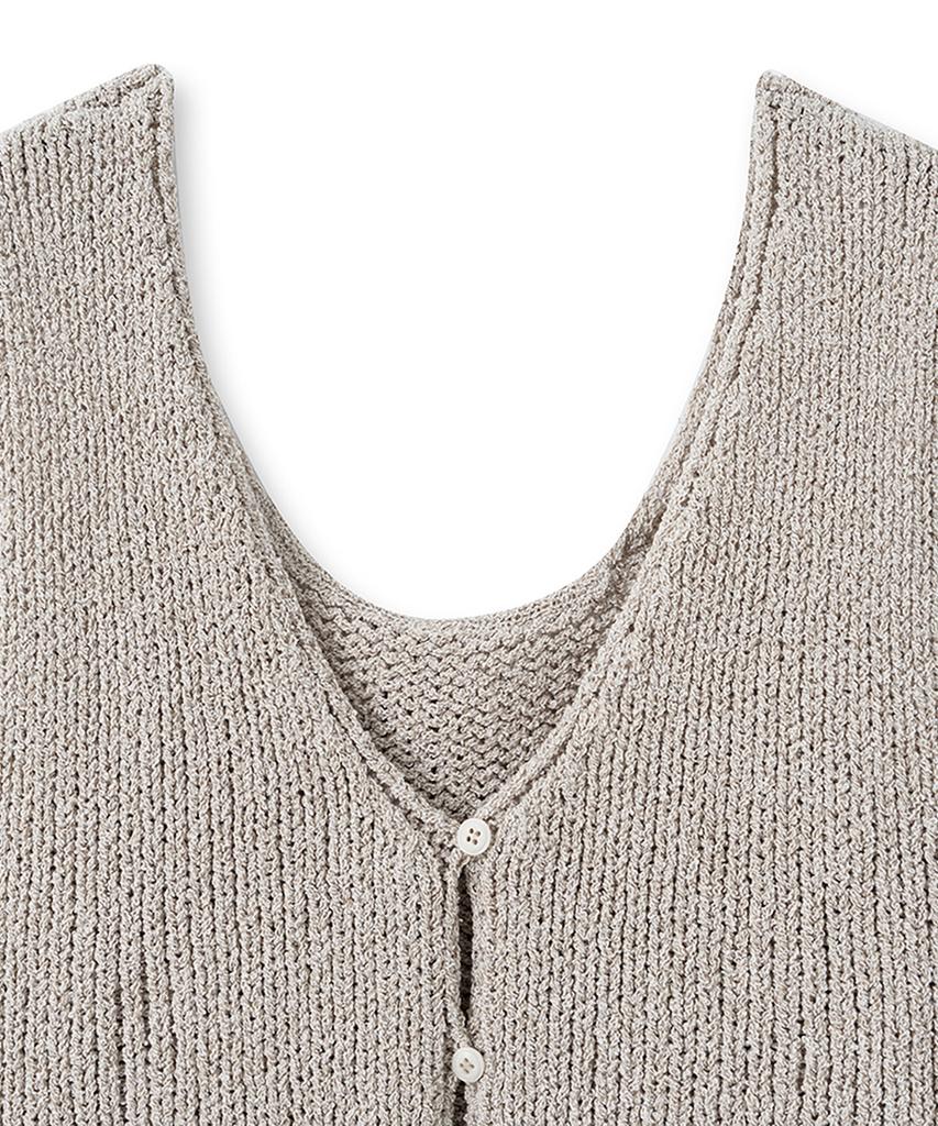 NOIRER FOR WOMAN Two-Face Button Vest Knit (Sand Beige)