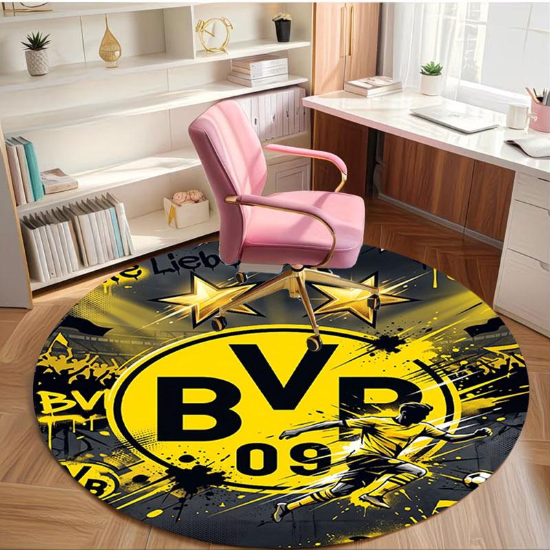 Borussia DortmundBVB Print Round Rug, Washable Floor Carpet, For Entryway Dorm Laundry Room Office Study, Home Decor Birthday Christmas Gift