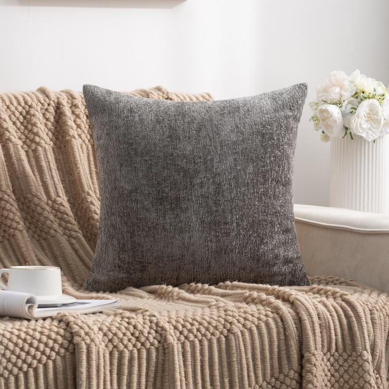 Pillow Cover Chenille Living Room Sofa Simple Modern Double-sided Solid Color Cushion Cover Core-free Bedside Pillow Backrest