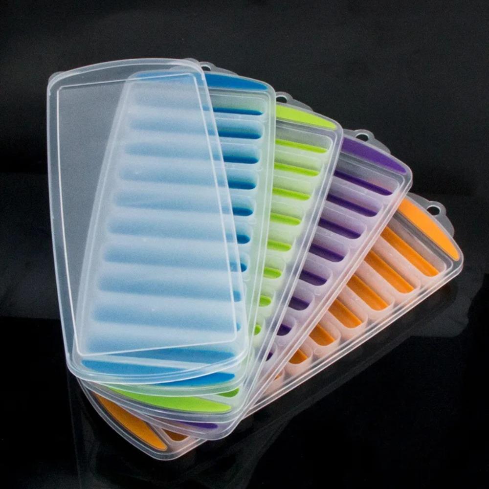 Silicone Long Strip Ice Cube Mold with Lid Ice Cube Tray Ice Stick Tray Baking Mold  Cold Drink