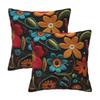 Mexican Vintage Flroal Rebozos Mexicanos 2 Pcs Square Pillowcase Pillow Cover Cushion Throw Pillow For Home Living Room