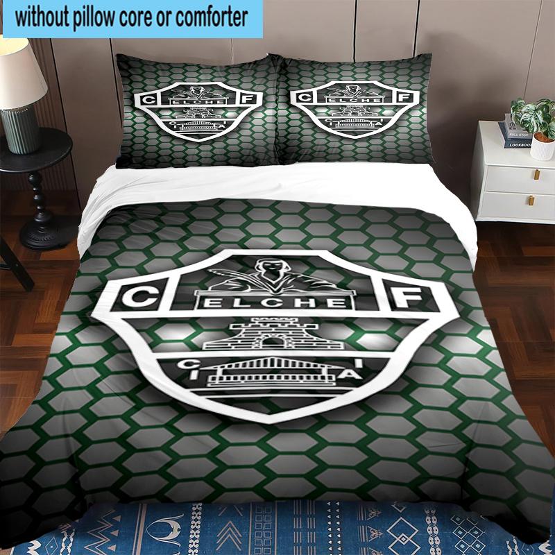 3PCS Football Elche Crest Design Bedding Set,Including 1pc Duvet Cover And 2pcs Pillowcases Perfect for Bedroom, Dormitory, Fan Christmas gift