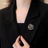 Retro schwarze Diamant-verzierte Kamelien-Brosche, kleine duftende Corsage, exquisite Temperament-Brosche für Damen