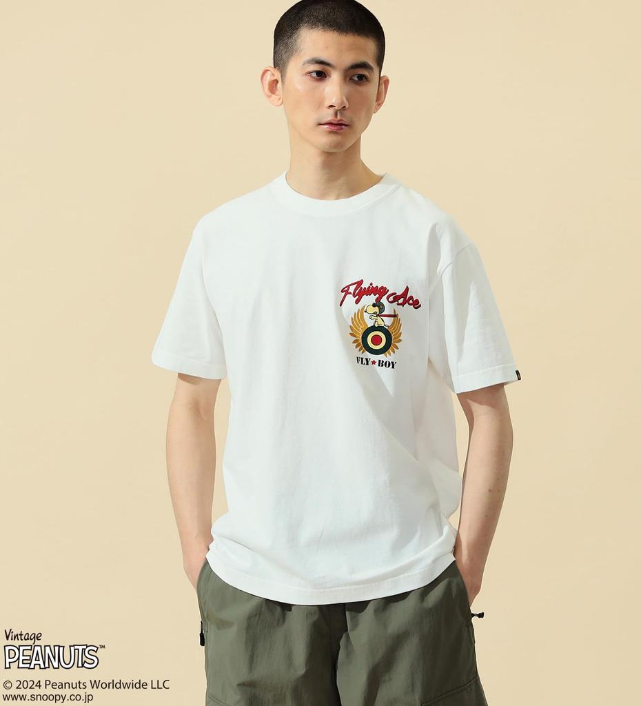 Tops X ALPHA Short Sleeve TC1627 WHITE [Alpha Industries] T-Shirt/Snoopy (FLY BOY) Men's