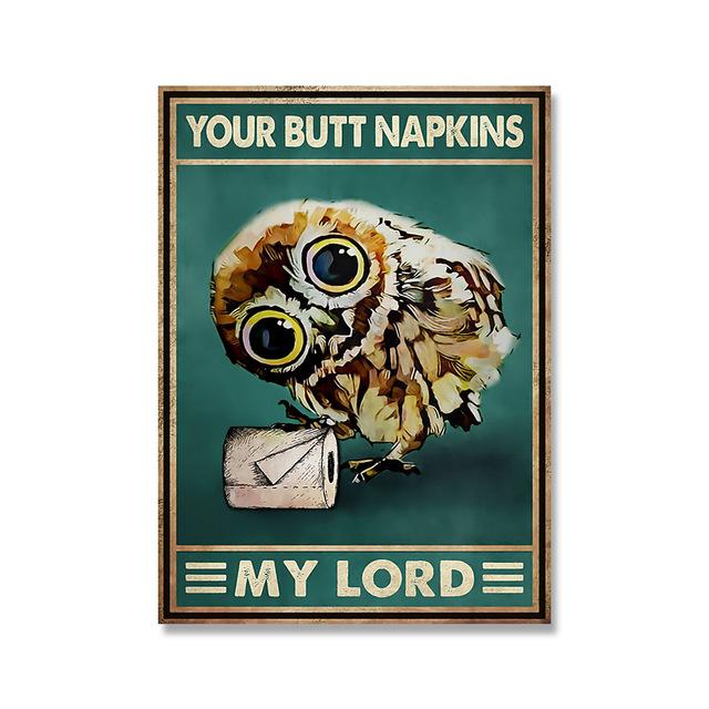 

Забавный енот, кошка, сова, бумага, холст, картина, постер для ванной комнаты и принт, украшение на стену, винтажное настенное искусство, домашняя живопись, декор 21x30cm No Framed