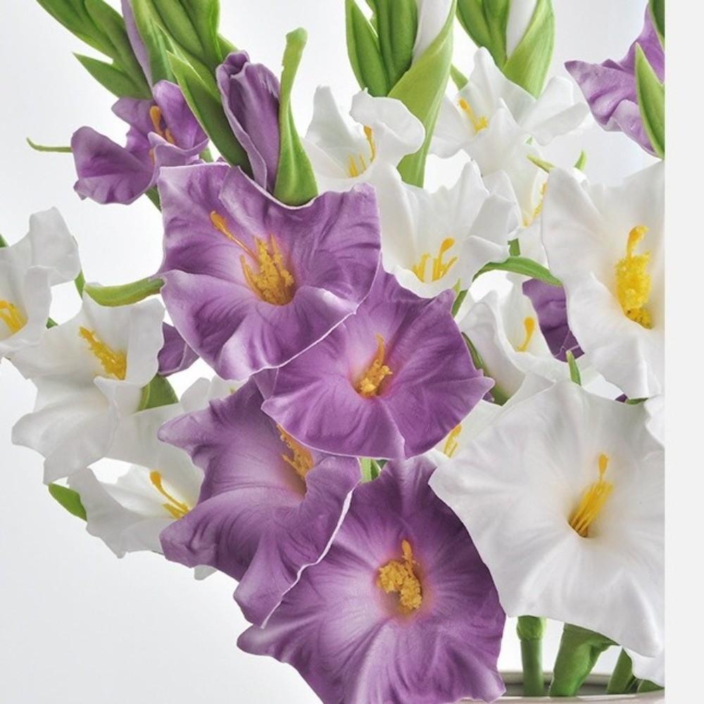 PU Material Artificial Gladiolus Branches Purple Gladiolus Bouquet Art PU Fake Flowers  DIY Crafts
