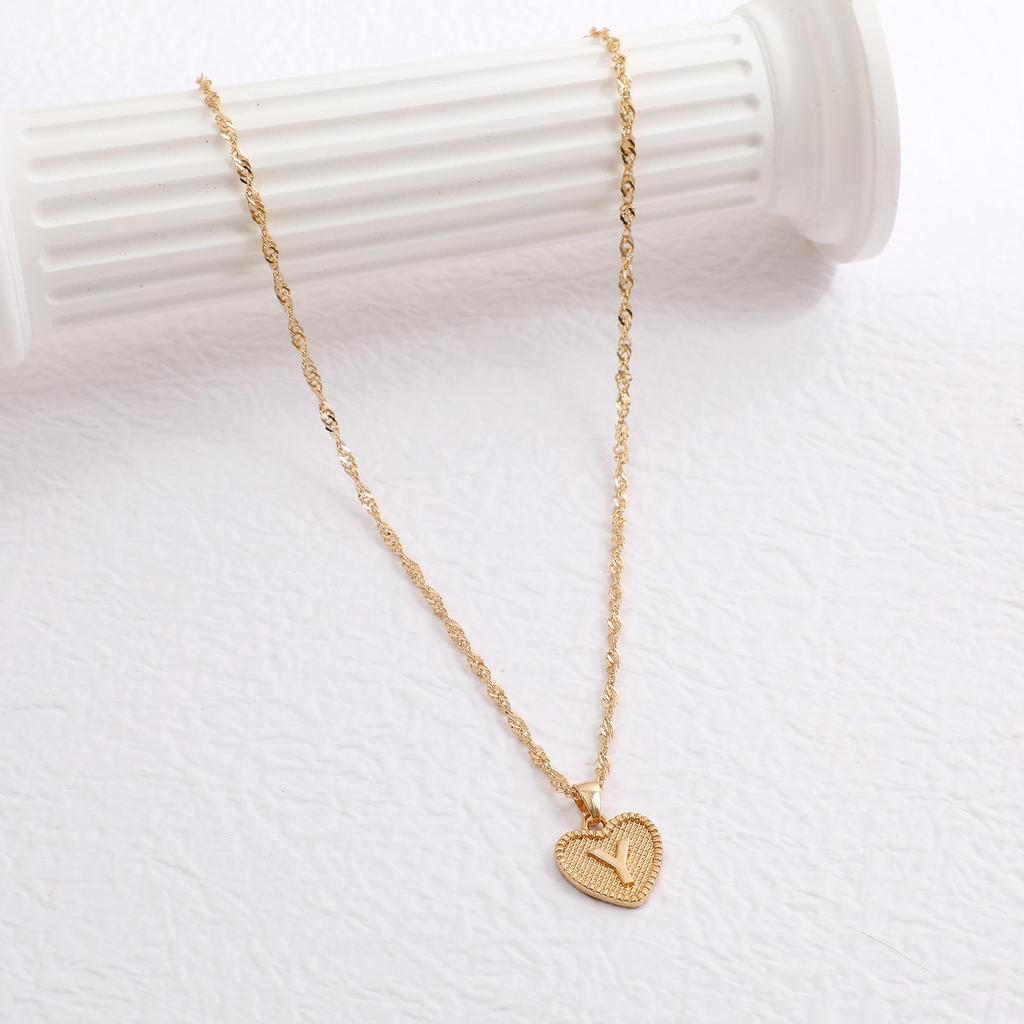 Handmade Love Letter Pendant Necklace - Heart & Water Wave Chain Design