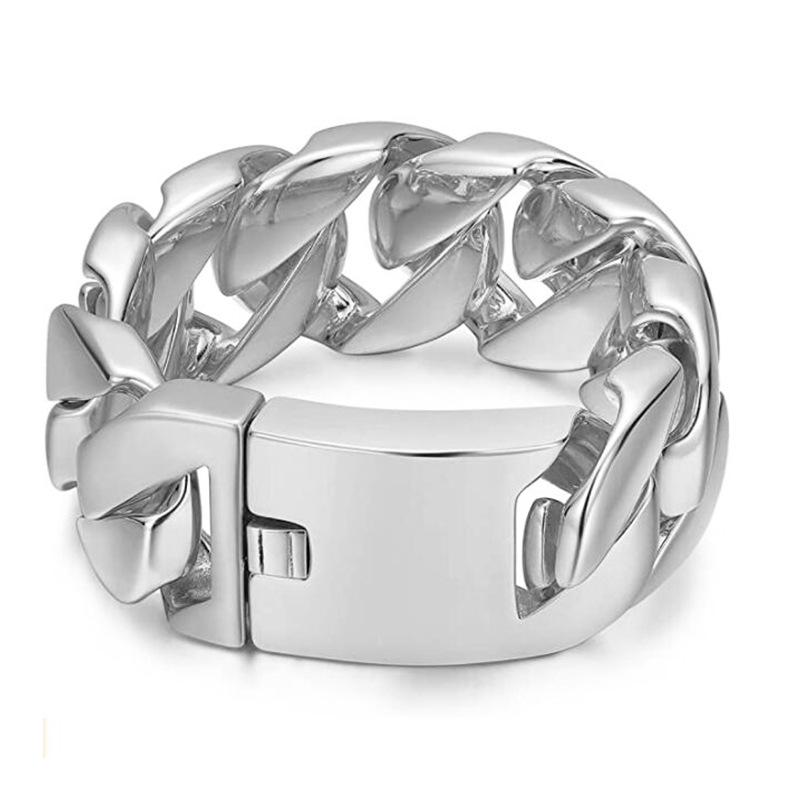 Men s Black 316 Stainless Steel Cuban Bracelet with 18K Gold Electroplating - Trendy Hip Hop Style