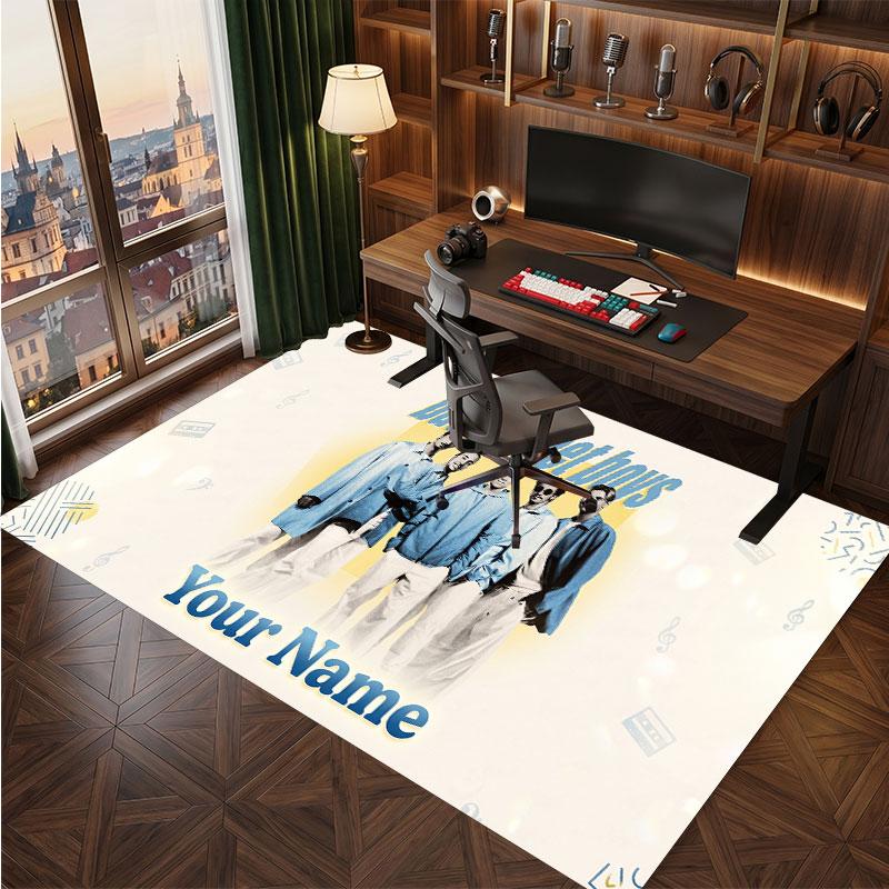 Backstreet Boys Personalized Crystal Velvet Carpet, Customized Name Text Soft Anti‑Slip Rug for Living Room Bedroom
