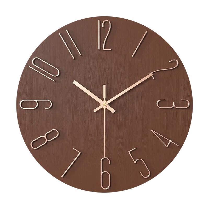 12 Inch Minimalist Decoration Wall Clock Living Room New Light Luxury Modern Simple Nordic Clock Hanging Wall Ins Hole Free