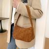Solid Color Simple Corduroy Bag Women's Spring/Summer New Western Style Shoulder Small Square Bag Popular Fashion Underarm Bag